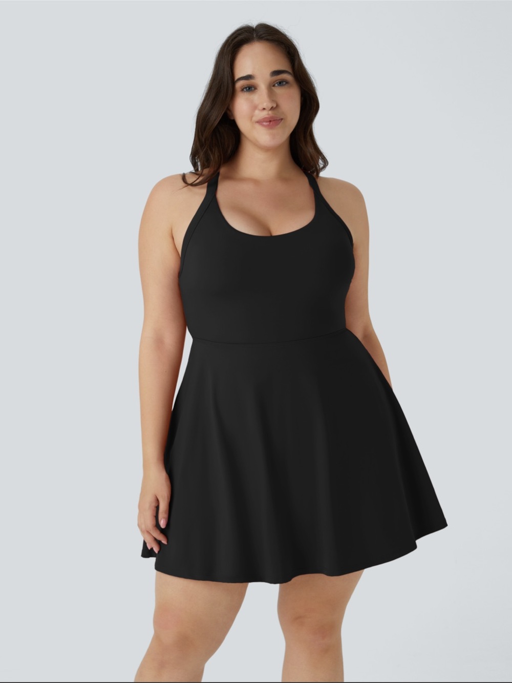 Halara SoftlyZero™ Airy* Cut Out Pocket 2-in-1 Exercise Plus Size Dress-Easy Pee